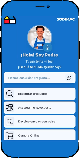 Pedro en app móvil Sodimac
